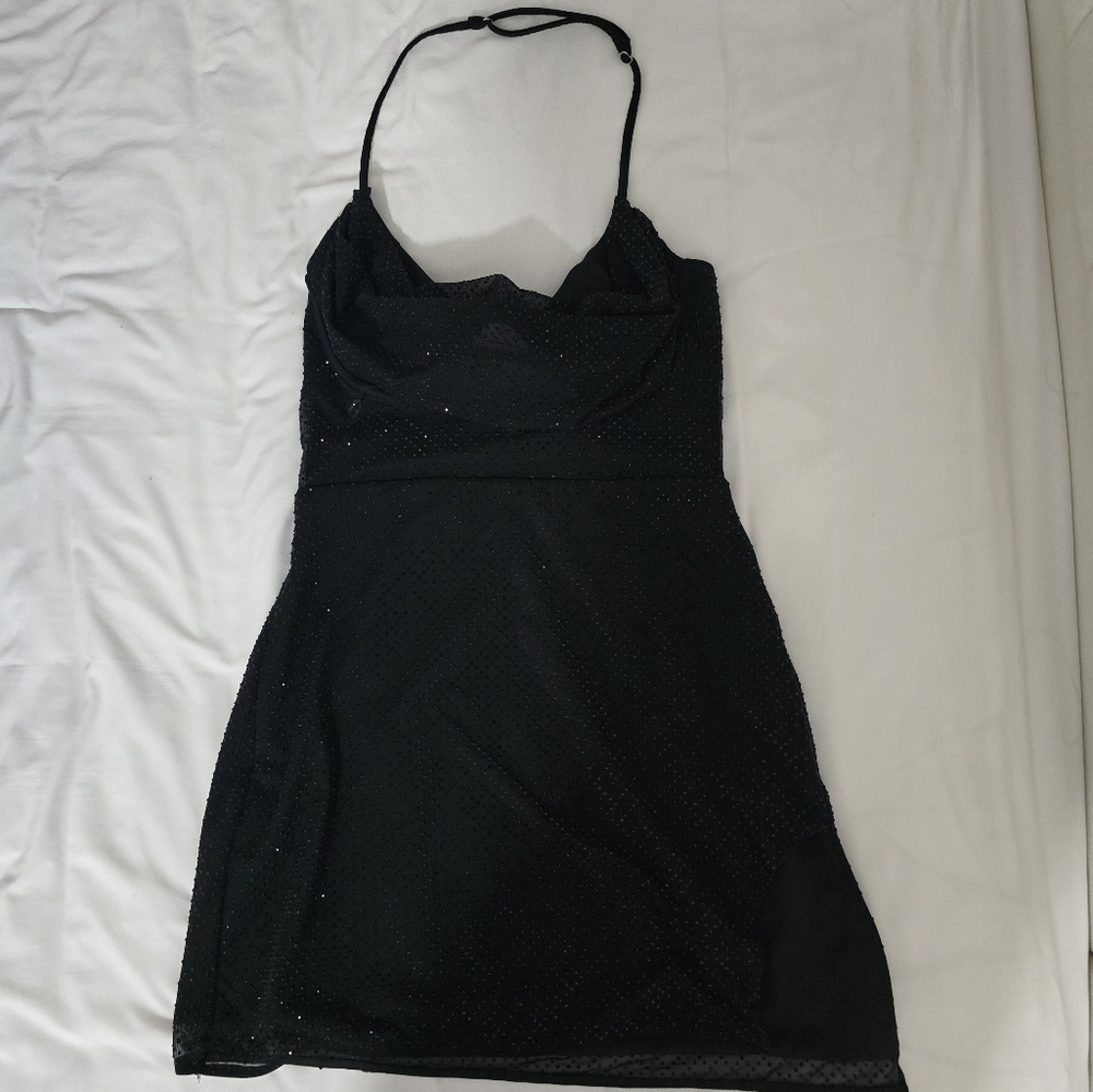 Oh Polly Black Halter Slip Mini Dress